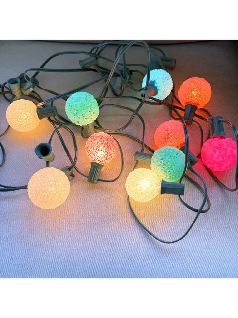 Christmas Bulbs Lights Lot of 10 Lighted Ice Balls Vintage 1970s